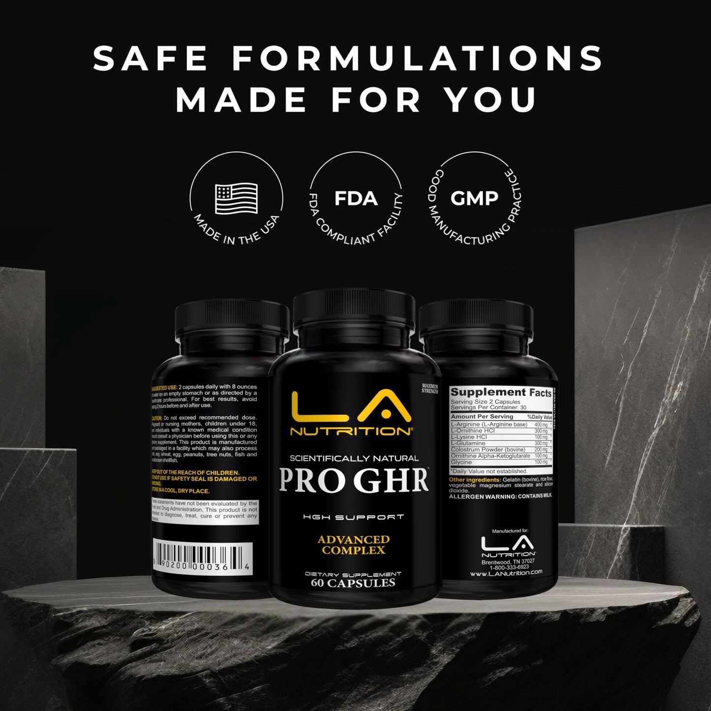 LA Nutrition HGH Supplements for Men & Women - Longevity & Immune Support - 60 Capsules