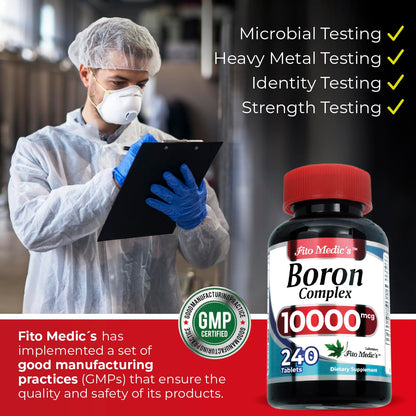 Lab Boron 10 mg – 240 Servings | Ultra-High Absorption Boron for Men | Fito Medic's