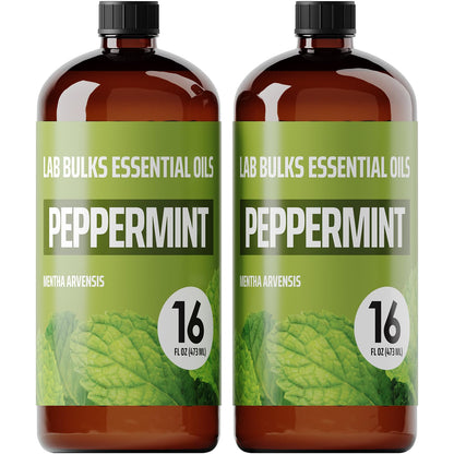 Lab Bulks Peppermint Essential Oil 16oz 2-Pack – Diffusers & Cleaning