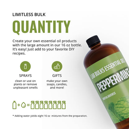 Lab Bulks Peppermint Essential Oil 16 oz – Diffusers, Cleaning, Candles
