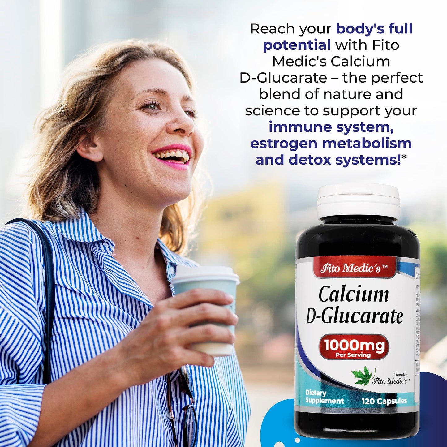 Calcium D-Glucarate 1000mg - 120 Caps (Pack of 2) | Detox & Hormone Support