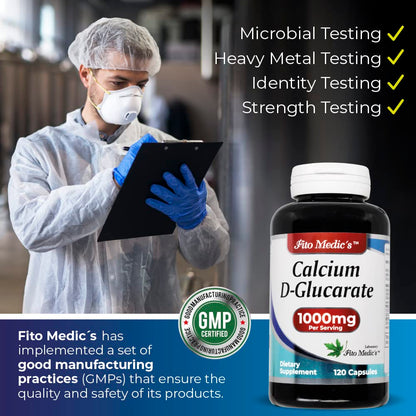 Calcium D-Glucarate 1000mg - 120 Caps (Pack of 2) | Detox & Hormone Support