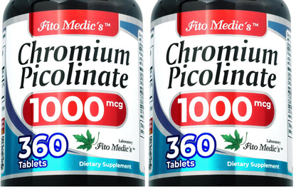 Lab | Chromium Picolinate 1000mcg - 360 Tab Pack (2 Bottles) | Ultra High Absorption | Chromium Supplements