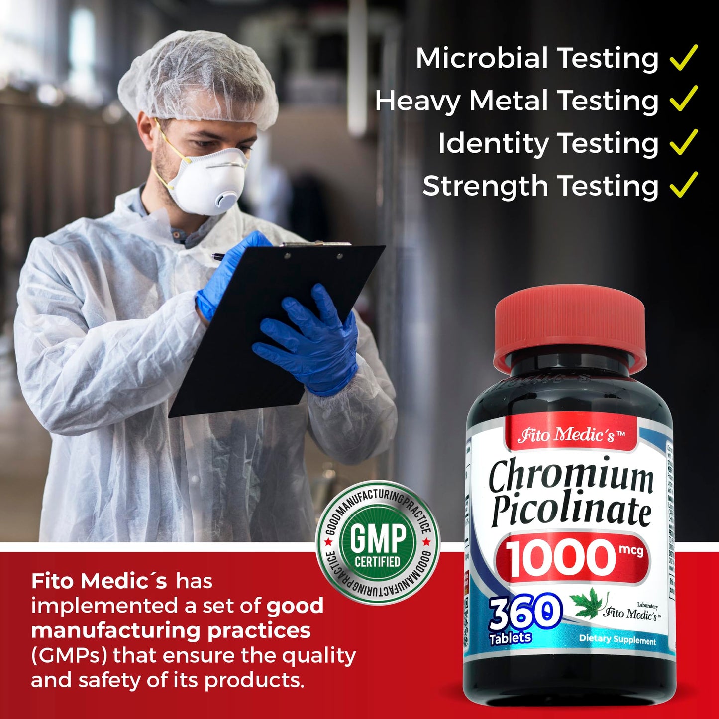 Lab | Chromium Picolinate 1000mcg - 360 Tab Pack (2 Bottles) | Ultra High Absorption | Chromium Supplements