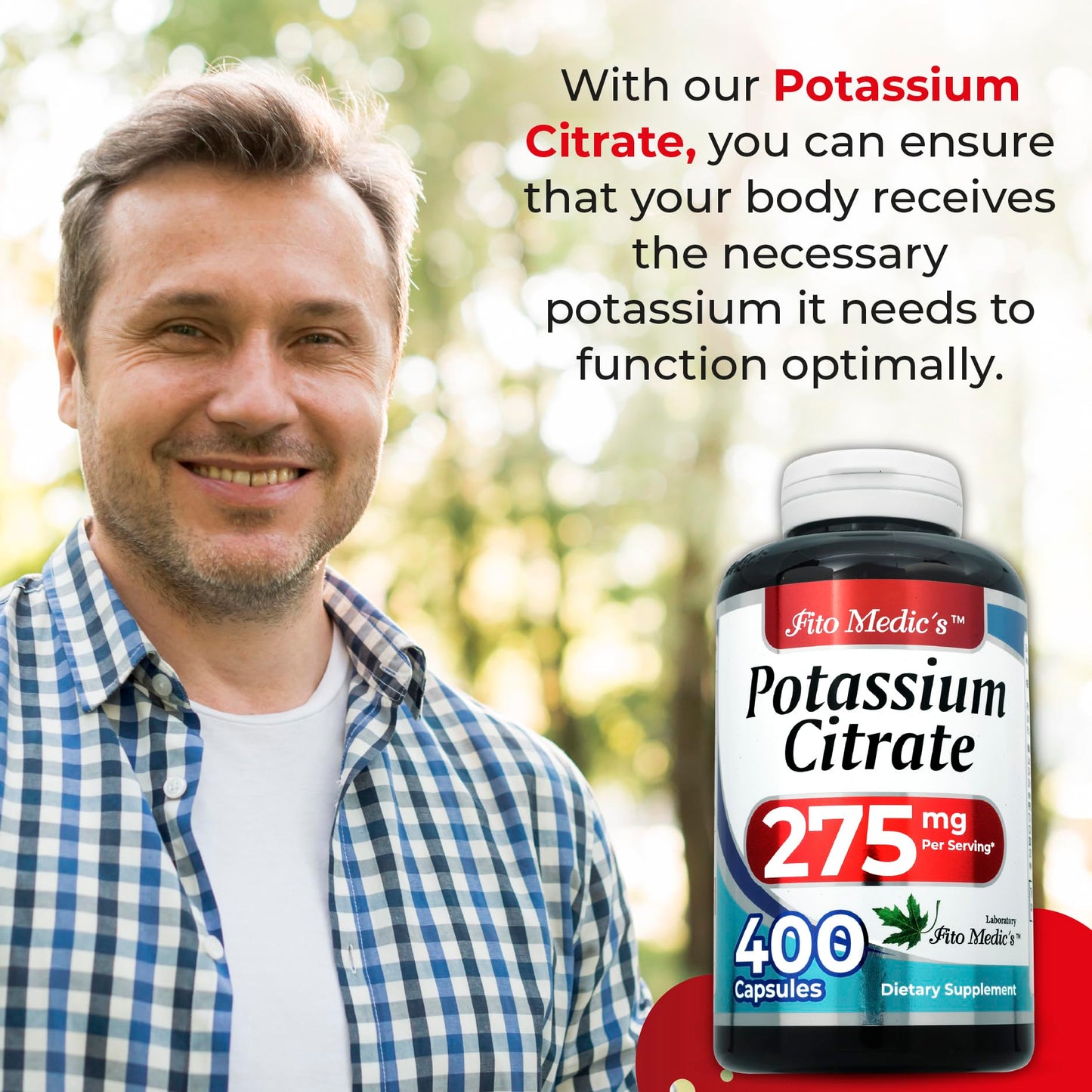 Lab Potassium Citrate 400 Capsules – 275 mg | Ultra High Absorption Potassium Supplement