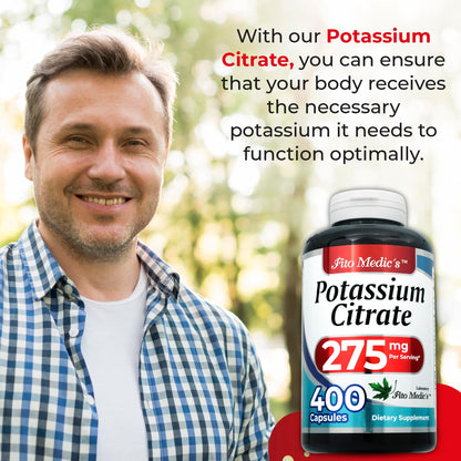 Lab Potassium Citrate 400 Capsules – 275 mg | Ultra High Absorption Potassium Supplement