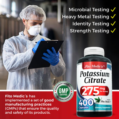 Lab Potassium Citrate 400 Capsules – 275 mg | Ultra High Absorption Potassium Supplement