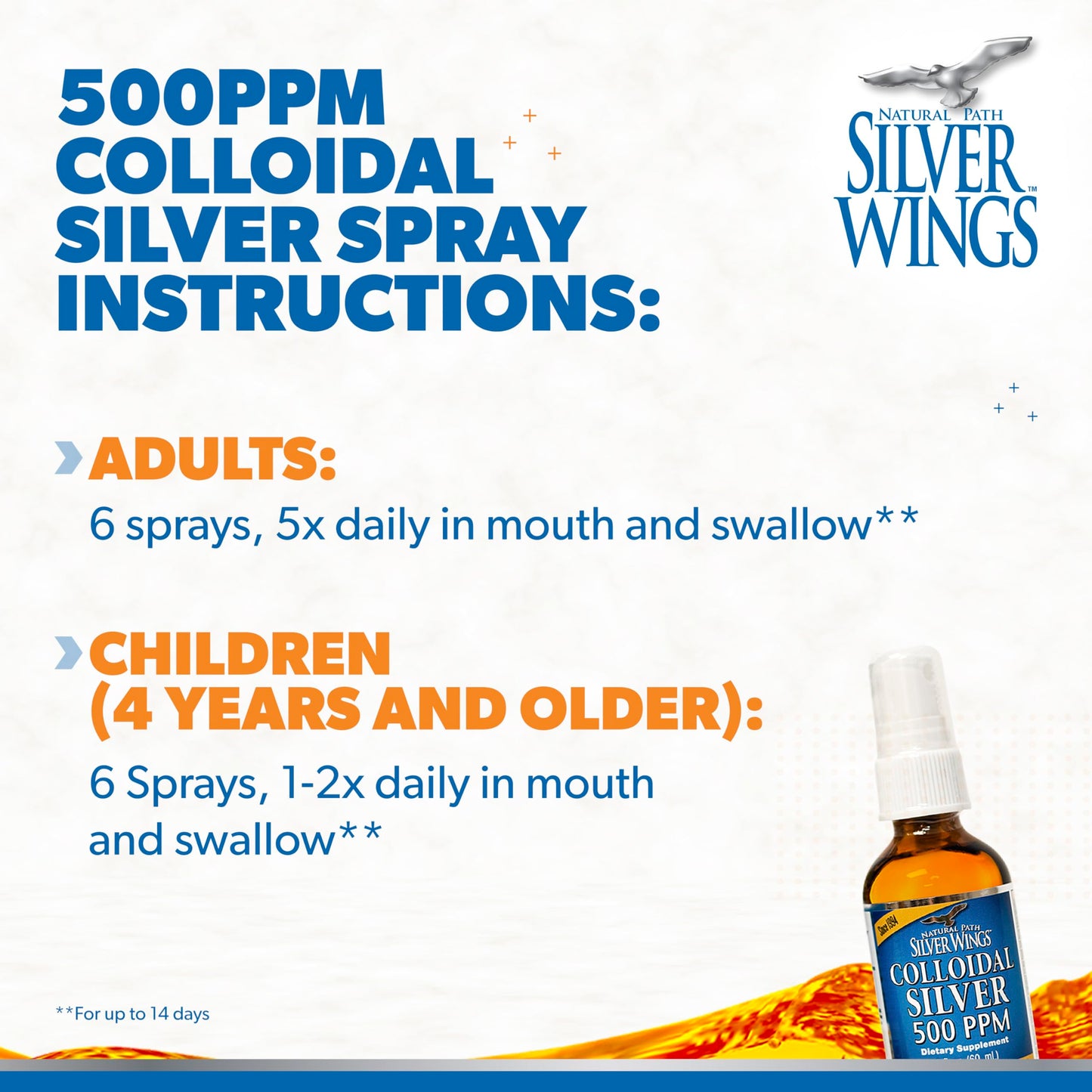 Natural Path Silver Wings Colloidal Silver - Extra Strength 500ppm 2oz Spray
