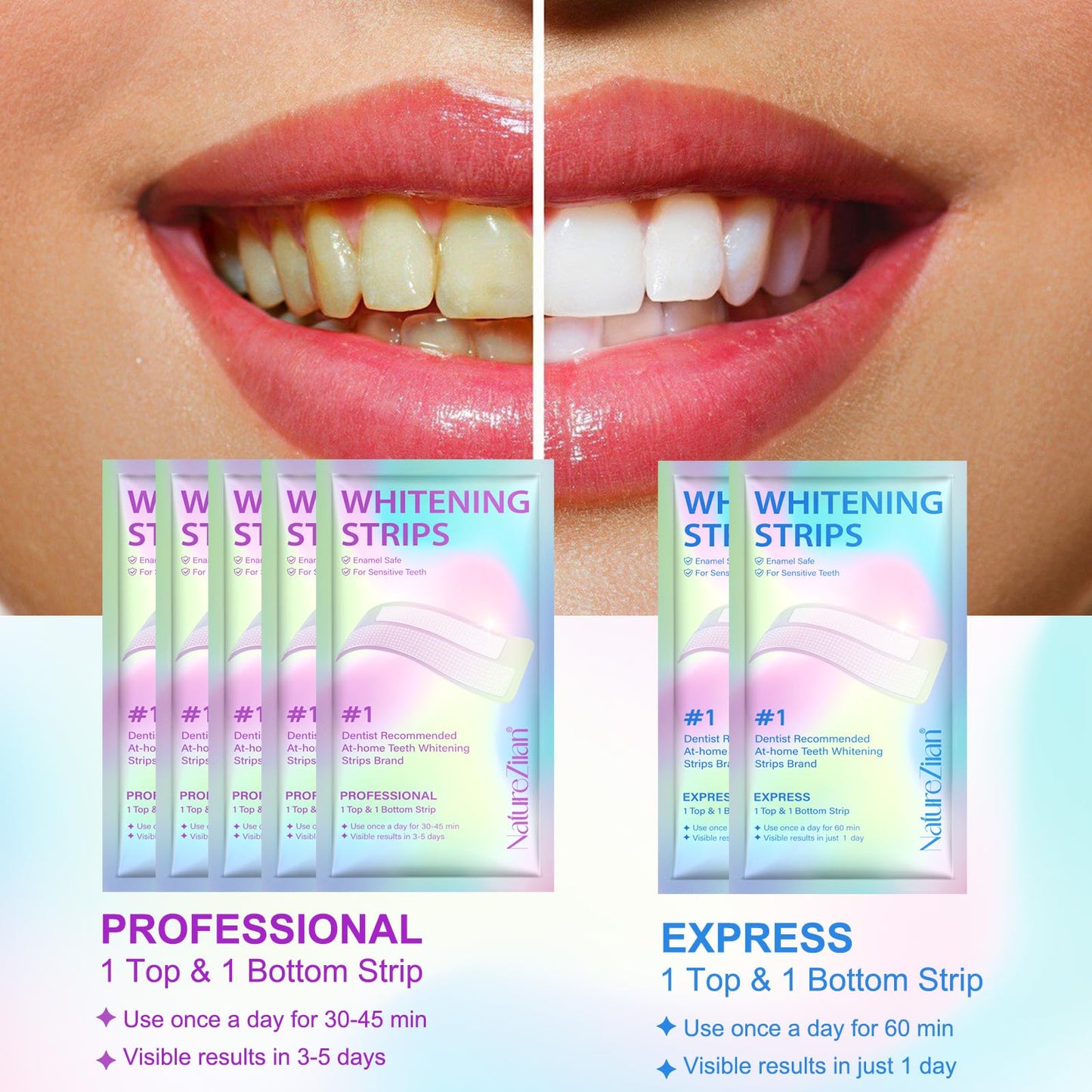 Teeth Whitening Strips - 7-Day Kit, Sensitive Teeth Safe, Enamel Safe (14pcs)