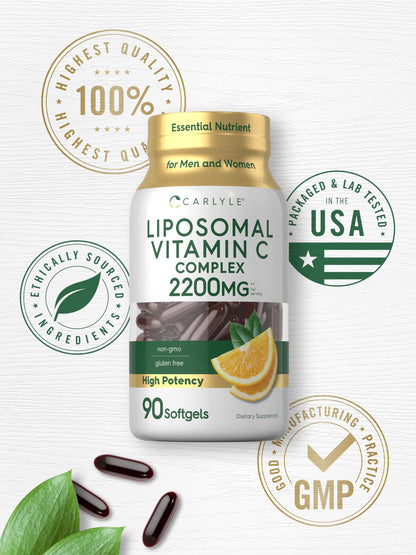Carlyle Liposomal Vitamin C 2200mg – 90 Softgels | High Potency, Non-GMO, Gluten Free