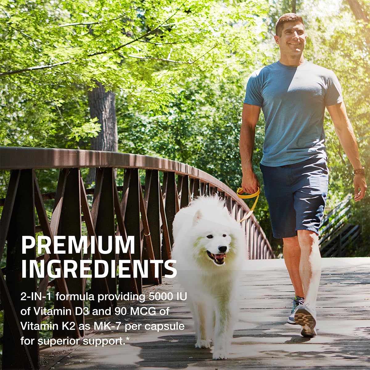 Bronson Vitamin K2 MK-7 with D3 – Non-GMO, 360 Capsules, 5000 IU D3