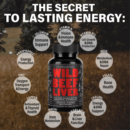 Wild Foods Beef Liver Capsules - 3000mg Grass-Fed & Pasture-Raised | 120 Softgels