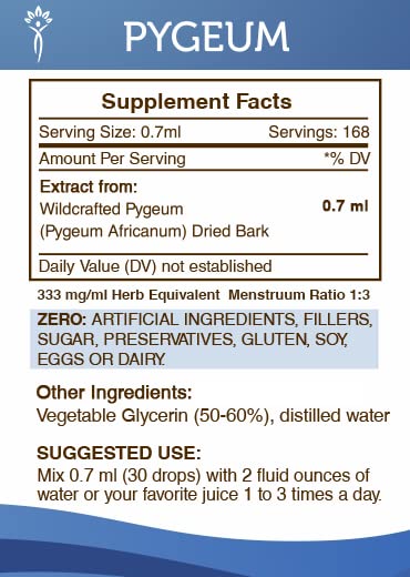 Secrets of the Tribe Pygeum Tincture — Alcohol-Free Extract, Wildcrafted Pygeum Bark (4 oz)