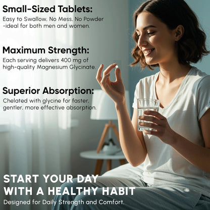 400 mg Magnesium Glycinate – 180 Tablets | High Absorption, Non-GMO