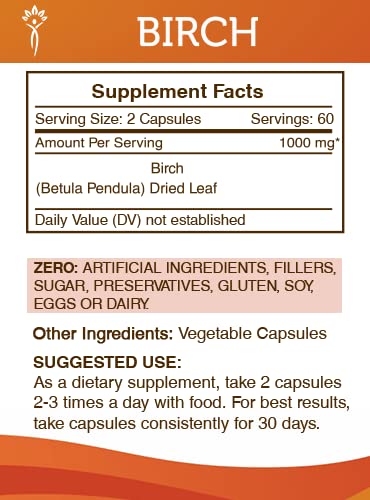 Secrets of the Tribe Birch 120 Capsules – 1000 mg per Serving