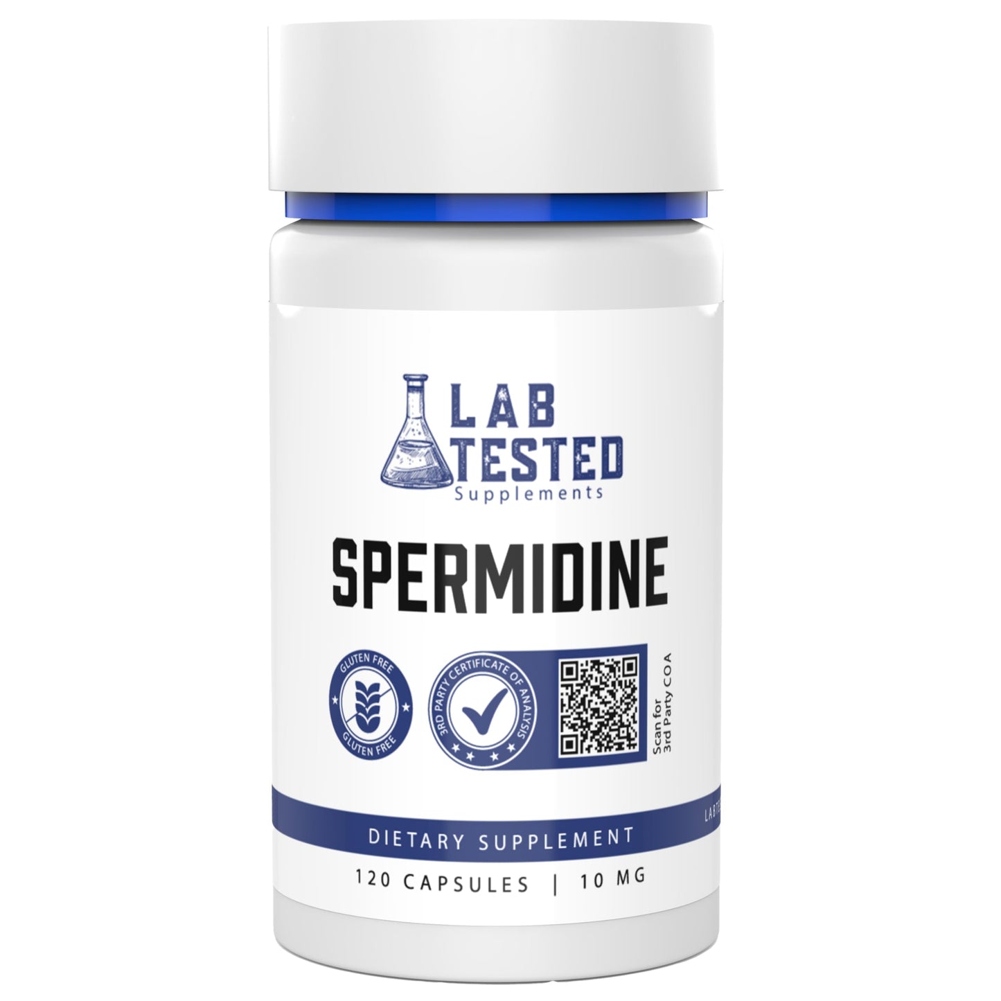 Lab Tested Spermidine 3HCl Trihydrochloride - 120 x 10mg Capsules | 3rd-Party COA
