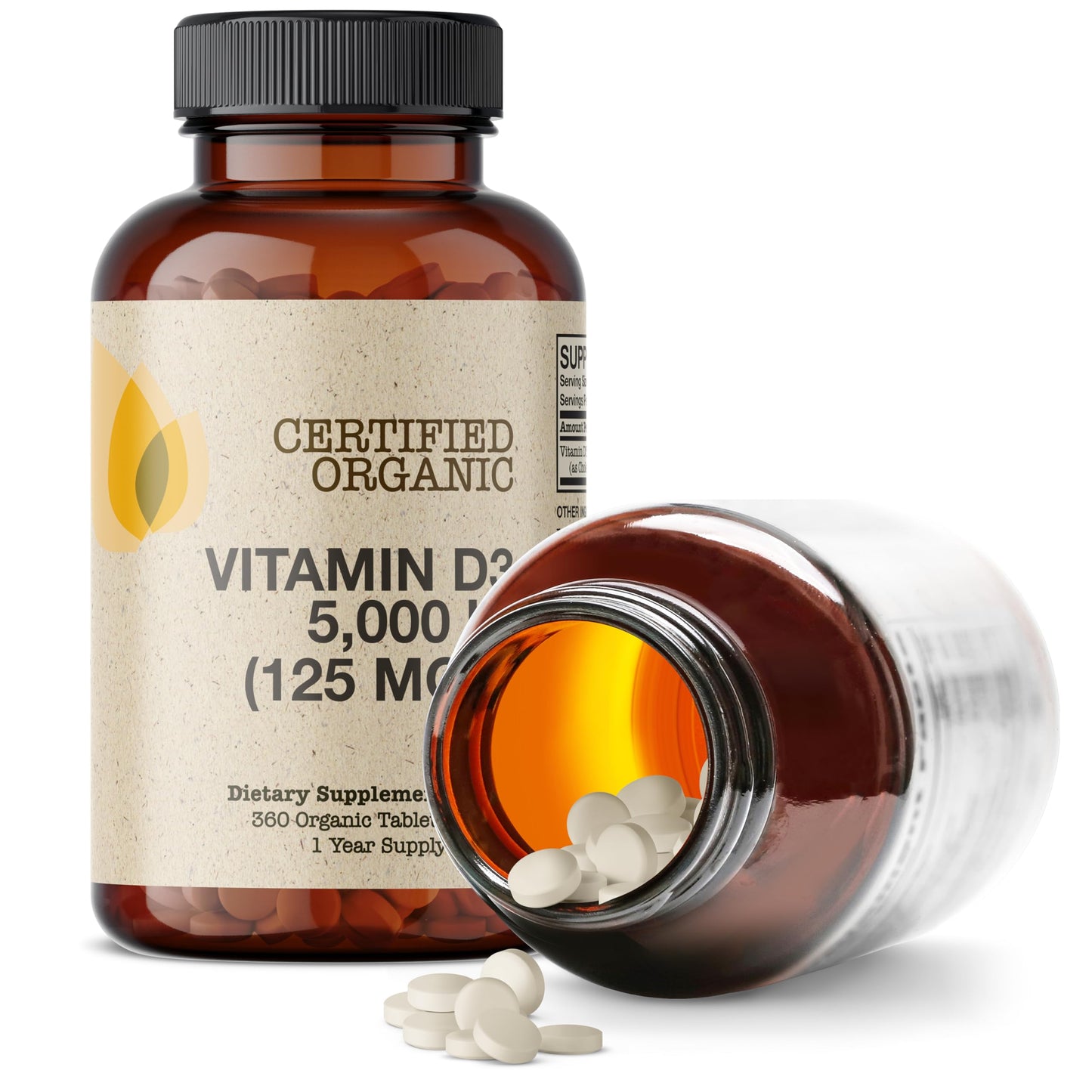 Futurebiotics Vitamin D3 5,000 IU (125 mcg) – USDA Organic, 360 Tablets