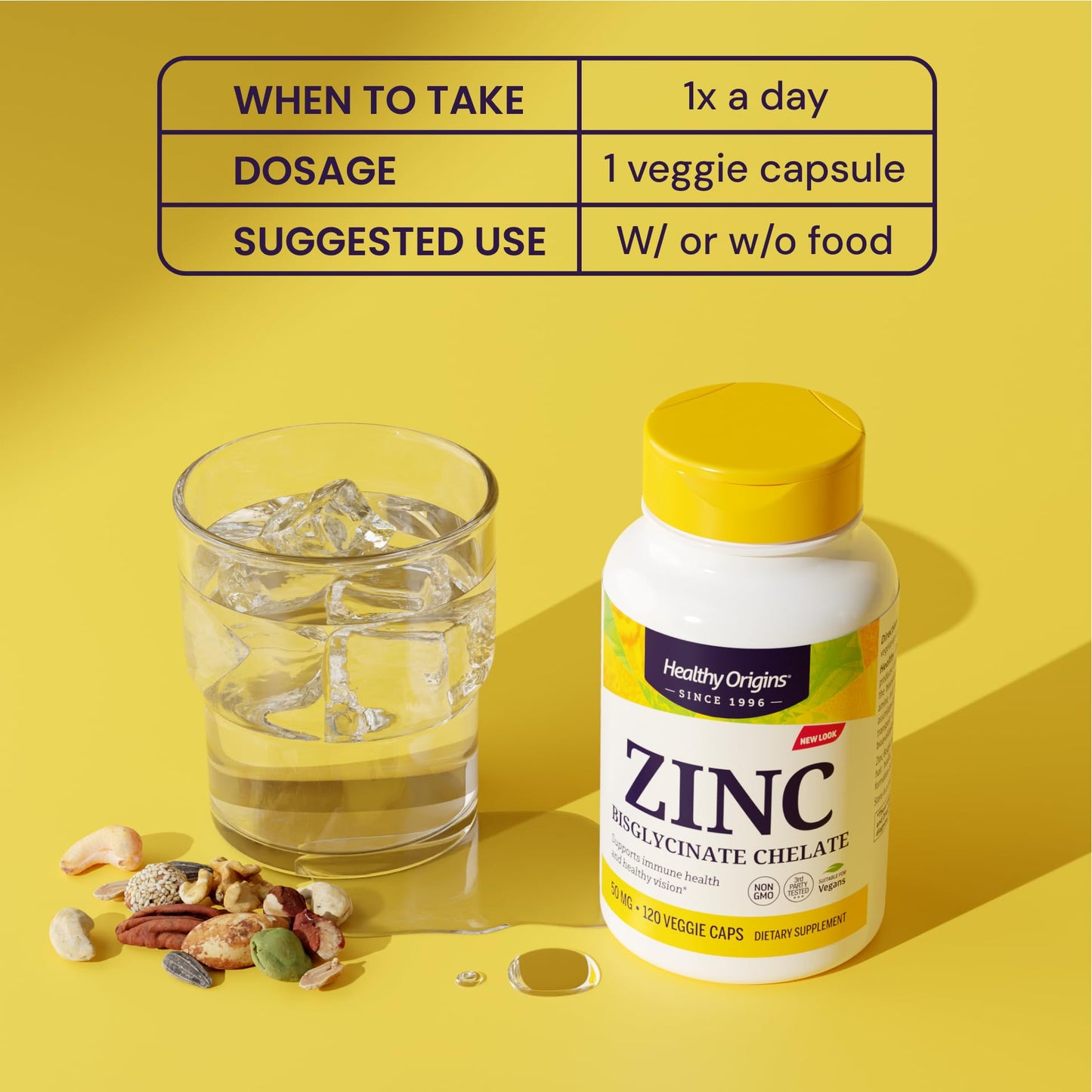 Healthy Origins Zinc Bisglycinate Chelate 50 Mg - Immune Support, 120 Veggie Caps