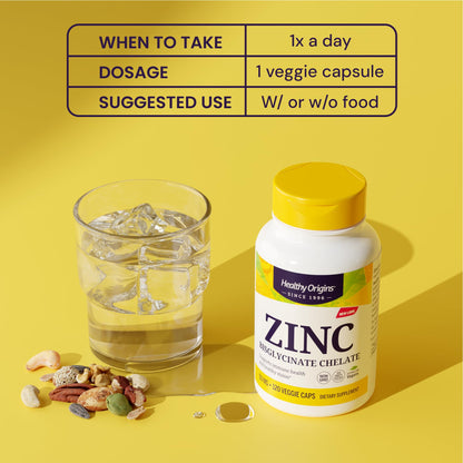Healthy Origins Zinc Bisglycinate Chelate 50 Mg - Immune Support, 120 Veggie Caps