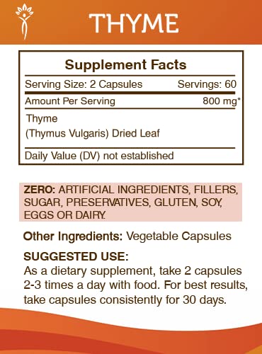 Secrets of the Tribe Thyme 120 Capsules | Vegetable Capsules & Thyme Extract