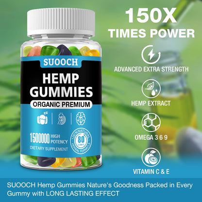 Natural Hemp Gummies – High Potency for Pain, Sleep & Anxiety (2-Pack)