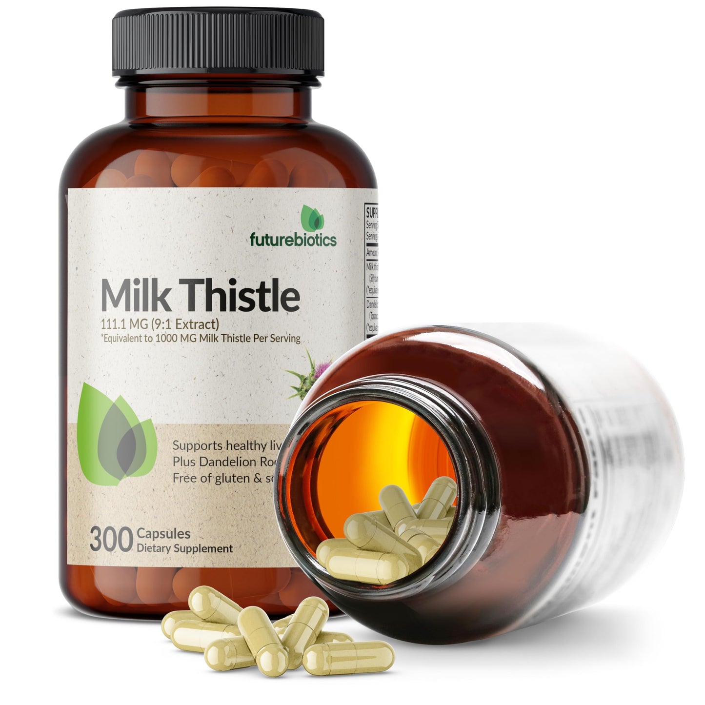 Futurebiotics Milk Thistle Silymarin Marianum & Dandelion Root - Liver Health, 300 Capsules