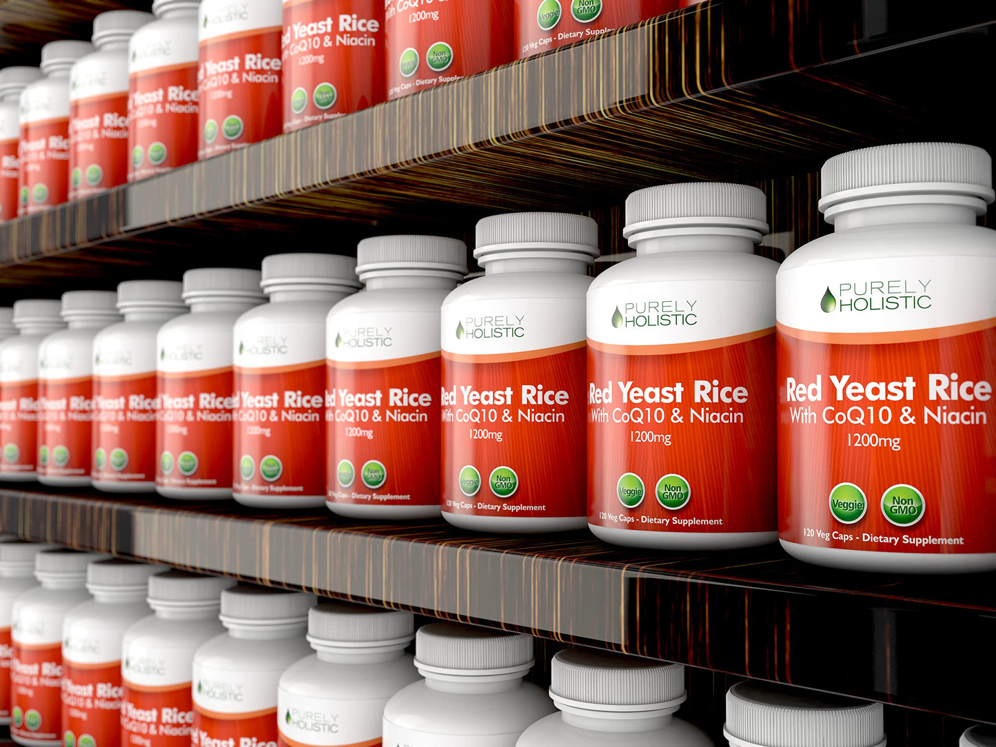 Red Yeast Rice 1200mg with CoQ10 & Niacin – 120 Vegetarian Capsules | Healthy Heart Formula
