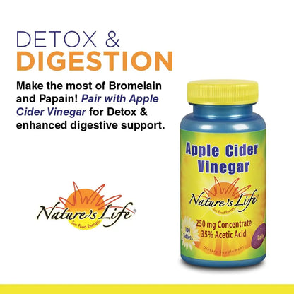 Nature's Life Bromelain & Papain — Digestive Enzymes (250mg, 250 CT) BritishVita | Premium UK Vitamins & Wellness Supplements