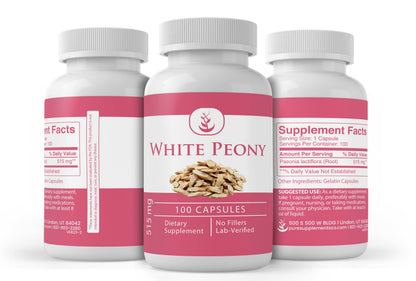 PURE ORIGINAL INGREDIENTS White Peony Capsules – 100 Count, Lab Verified