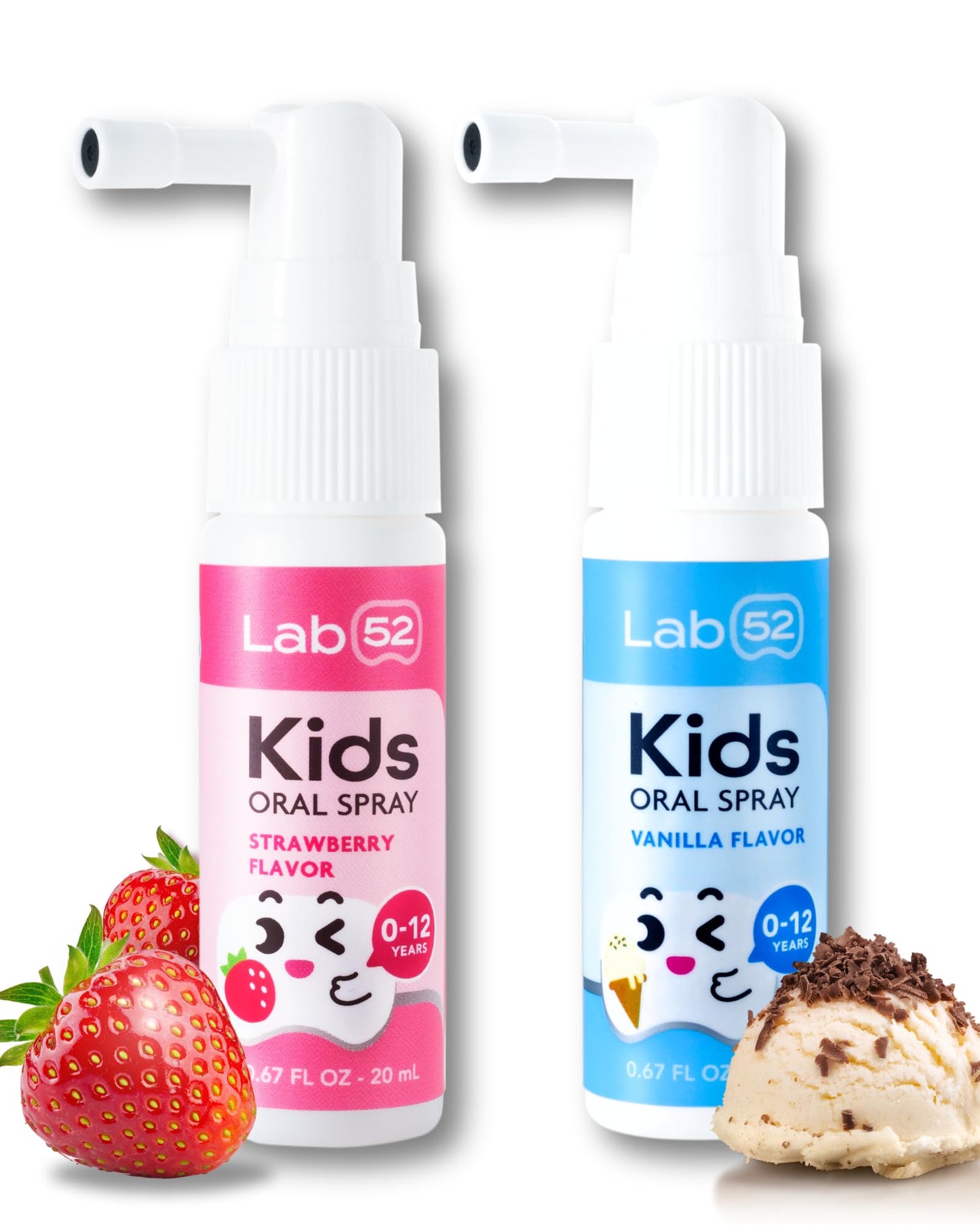 LAB52 Kids Oral Spray - Fluoride-Free Daily Oral Care for Newborns to Preschoolers | Strawberry & Vanilla