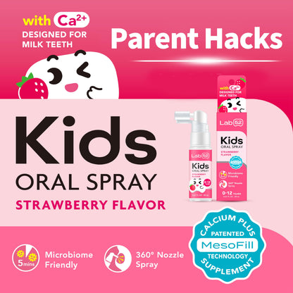 LAB52 Kids Oral Spray – Fluoride Free Toddler Oral Care for Newborn to Preschool | Strawberry & Peach, Xylitol