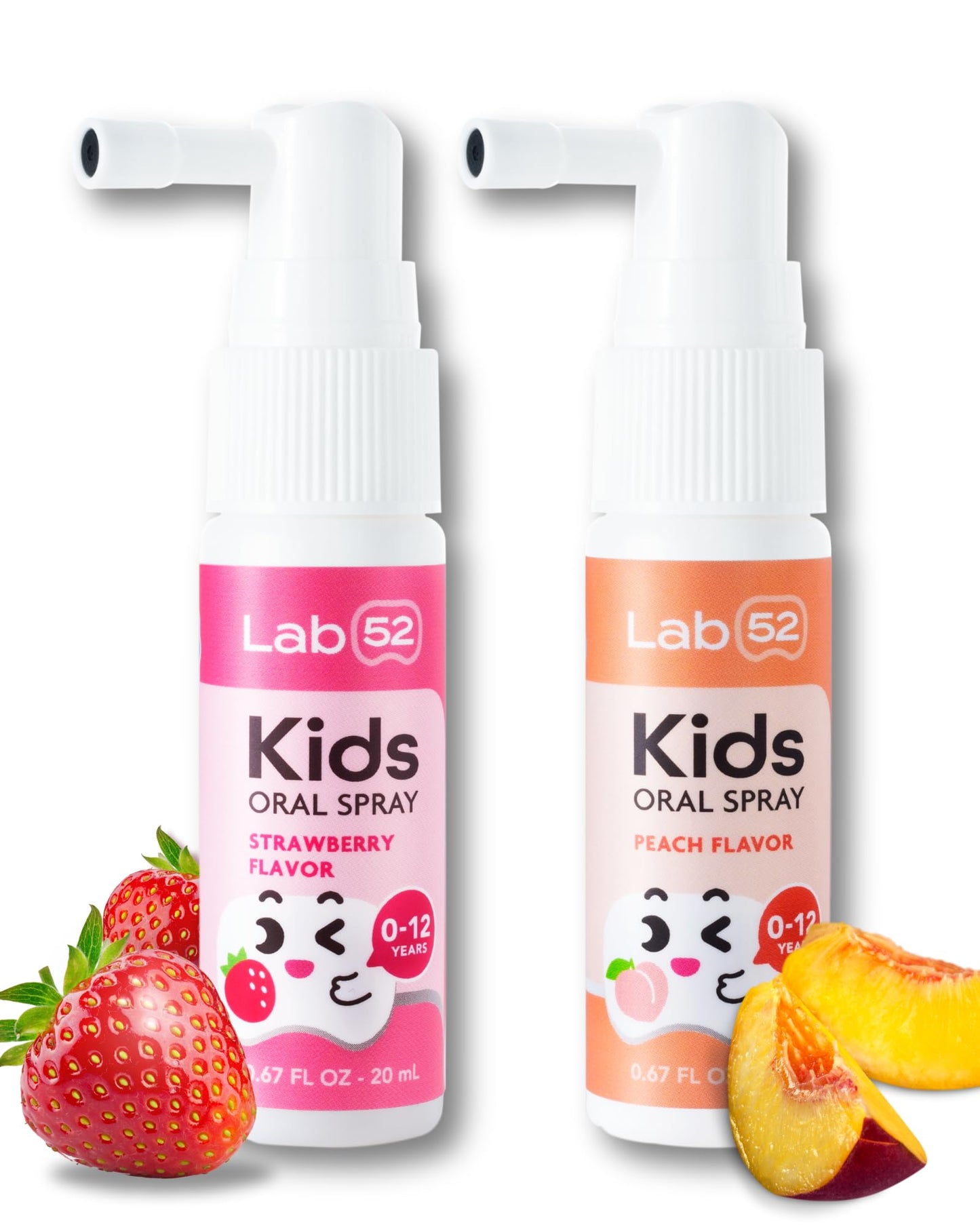 LAB52 Kids Oral Spray – Fluoride Free Toddler Oral Care for Newborn to Preschool | Strawberry & Peach, Xylitol