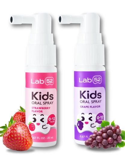 LAB52 Kids Oral Spray - Fluoride Free Toddler Toothpaste Helper (Newborn to Preschool, Strawberry & Grape)