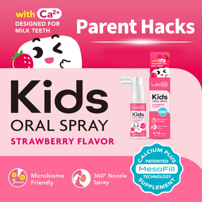 LAB52 Kids Oral Spray - Fluoride Free Toddler Toothpaste Helper (Newborn to Preschool, Strawberry & Grape)