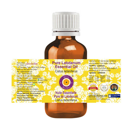 Deve Herbes Pure Labdanum Essential Oil (Cistus ladaniferus) Steam Distilled 100ml