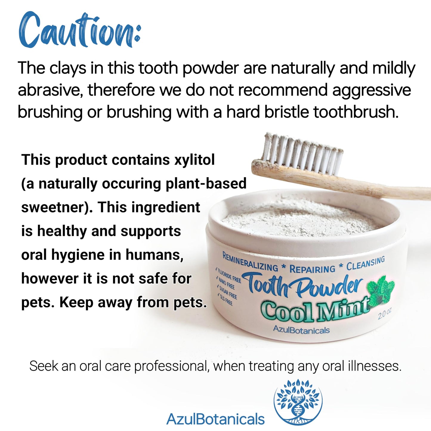 Remineralizing Tooth Powder - Cool Mint (Fluoride Free, SLS Free, Nano Free)