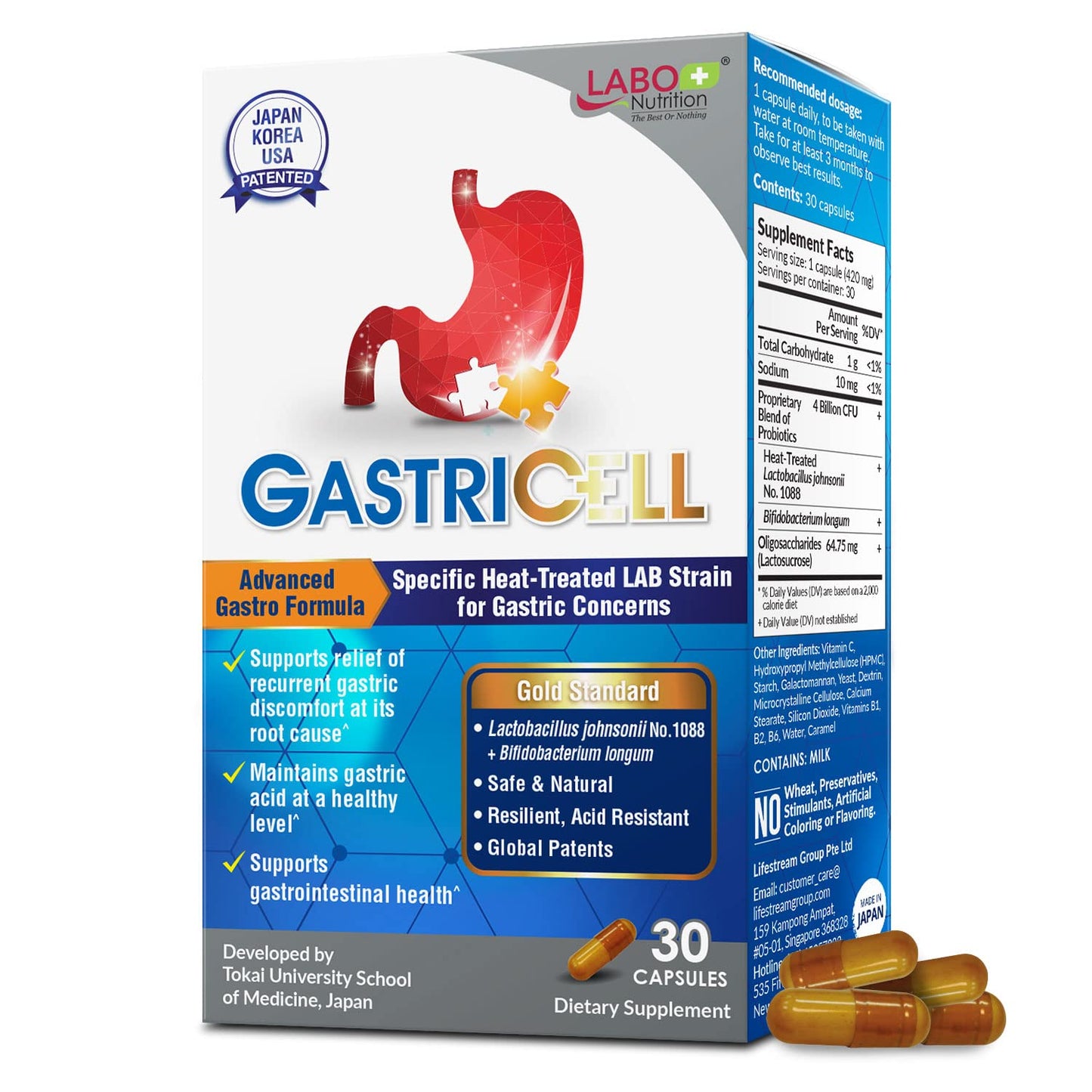 LABO Nutrition GASTRICELL – Probiotic Support for Gastric Comfort (30 Capsules)