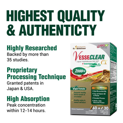 LABO Nutrition VesseCLEAR CX: Nattokinase NSK-SD + Gamma Oryzanol