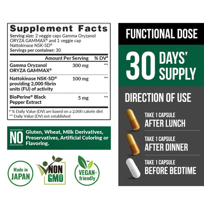 LABO Nutrition VesseCLEAR CX: Nattokinase NSK-SD + Gamma Oryzanol