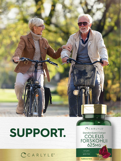 Carlyle Coleus Forskohlii Capsules | 625mg | 100 Count | Non-GMO & Gluten Free Standardized Extract | Forskolin Supplement