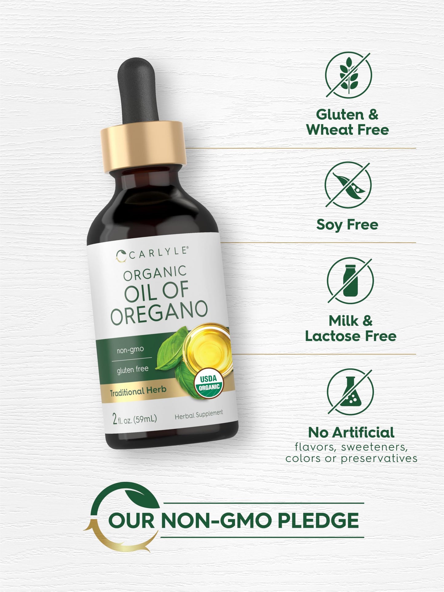 Carlyle Organic Oil of Oregano Liquid Drops - 2 fl oz | Vegan, Non-GMO, Gluten Free