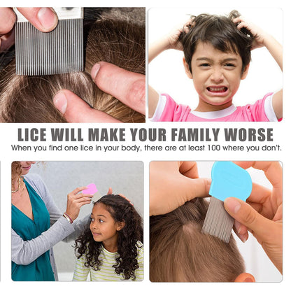 LABOTA 9 Pcs Lice & Flea Comb Set | Double-Sided Plastic Combs + Stainless Steel Nit Comb