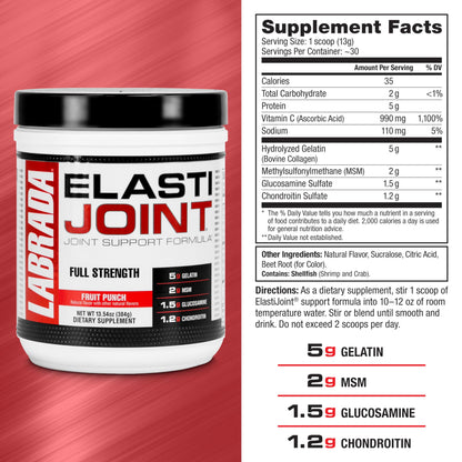 Labrada Elastijoint Fruit Punch – Glucosamine Joint Support Powder (Gluten-Free)