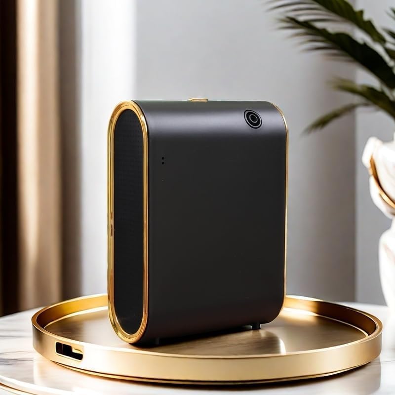 Lacidoll Waterless Essential Oil Diffuser — 350ml, 1500 sq ft, App-Controlled (Black & Gold)