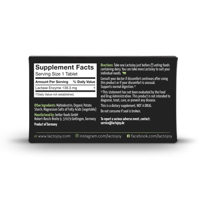 LactoJoy Lactase Pills 14,500 FCC – 45 Capsules for Lactose Intolerance