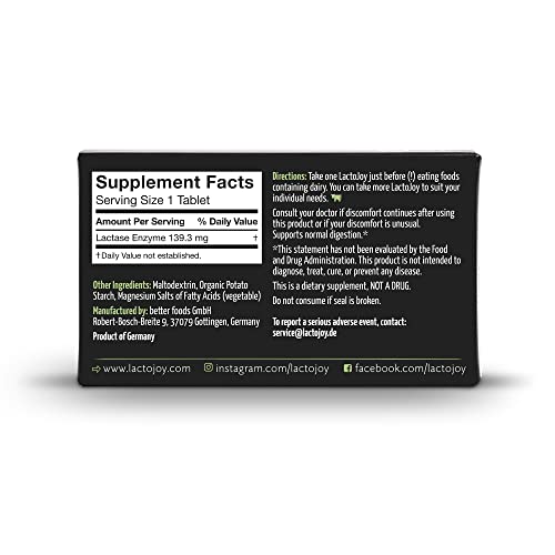 LactoJoy Lactase Pills 14,500 FCC – 80 Count | Ultra-Pure Lactase Enzymes for Lactose Intolerance