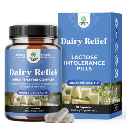 Lactose Intolerance Pills - 60 Days Supply | Fast Acting Dairy Digestive Enzymes