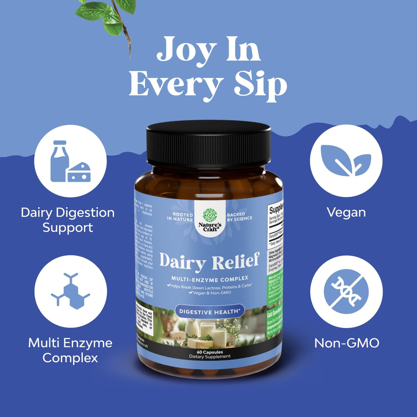 Lactose Intolerance Pills - 60 Days Supply | Fast Acting Dairy Digestive Enzymes