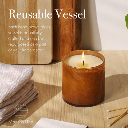 LAFCO New York Signature Candle: Amber Black Vanilla – 15.5 oz, 90-Hour Burn Time, Reusable Hand-Blown Glass Vessel, Made in USA