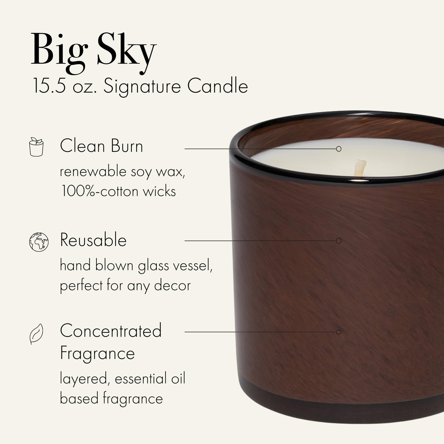 LAFCO New York Signature Candle – Big Sky | 15.5 oz, 90-Hour Burn